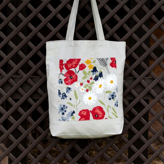 Printed semi-linen shopping bag "Poppy"